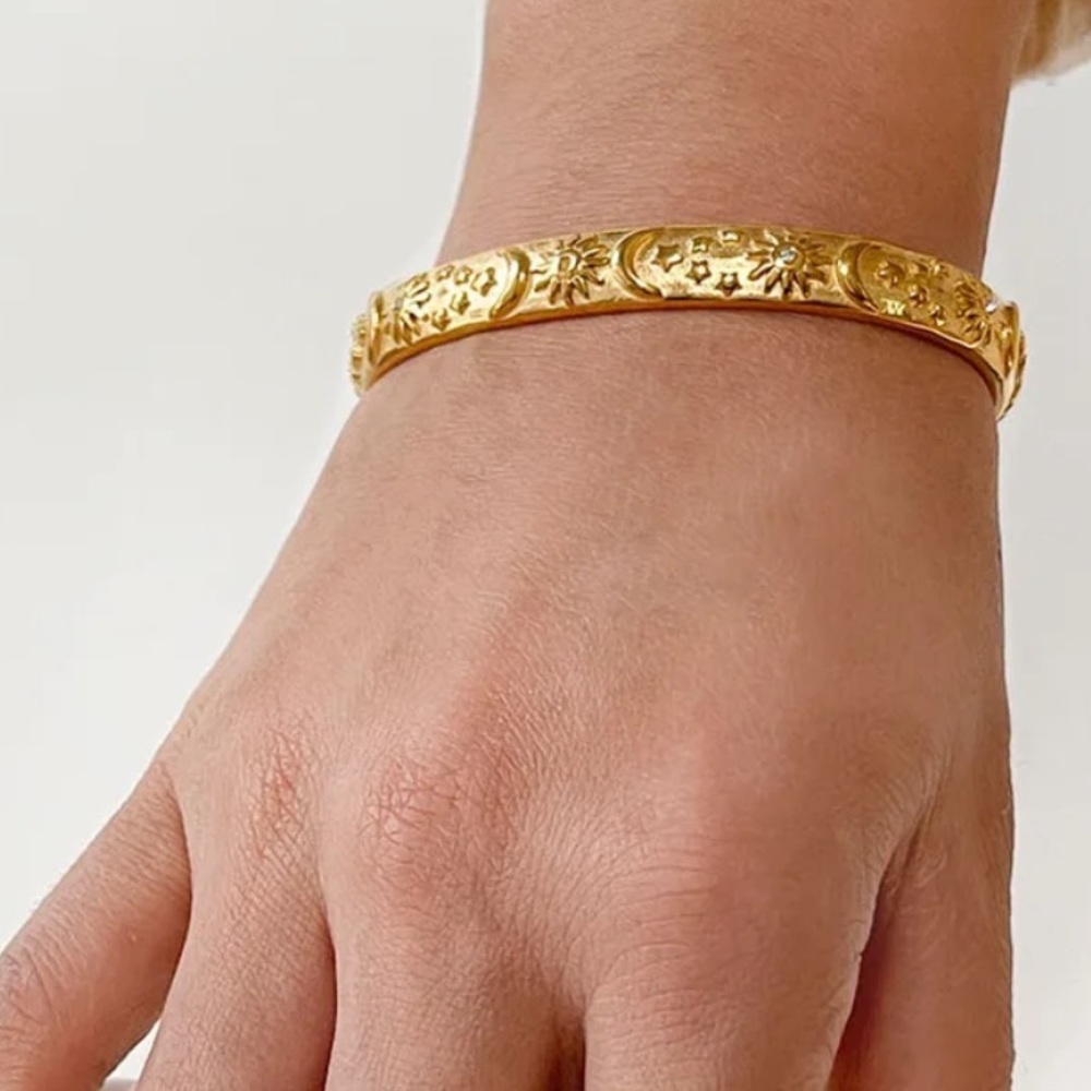 Moon and star cuff bracelet
